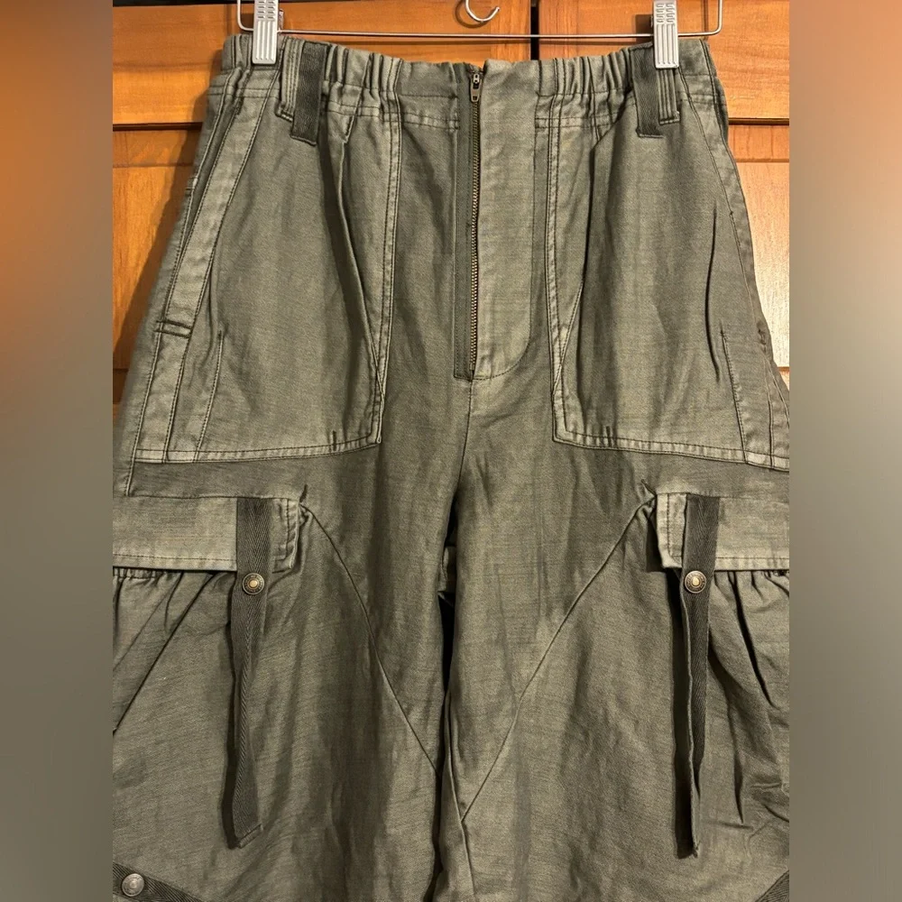 🔥Free People Everglades Utility Barrel Cinch Pants In Mulled Basil We The Free - Picture 6 of 15